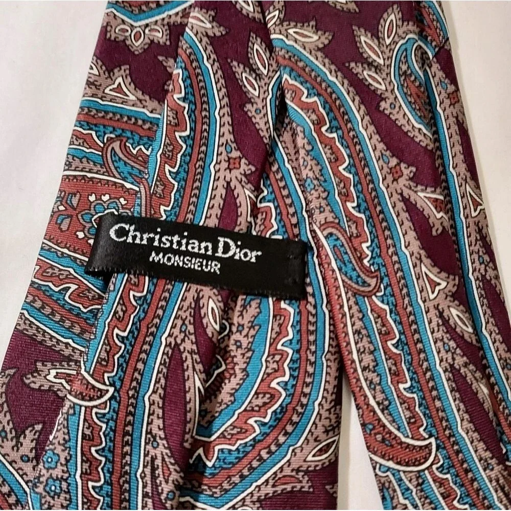 Christian Dior Silk Abstract Paisley Tie Bundle